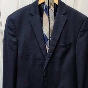 CALVIN KLEIN 42L NAVY BLUE 2 BUTTON, DOUBLE VENTED 2 PIECE SUIT